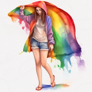 LGBTQ+ Pride Month and Stonewall Anniversary in June, watercolor LGBTQ+ png Full body realistic cartoon 32k UHD cute. 15 cm thick outline. Black color. There was no shadow on the ground. with realistic watercolors and detailed illustrations. PNG clipart, transparent white background