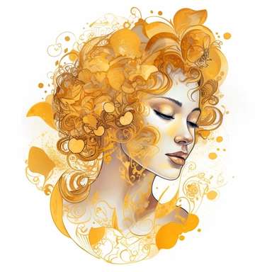 cartoons stiker planet heart cachalot pride watercolor pop art style clipart by Gustav Klimt golden woman , on a white background, detailed, realistic