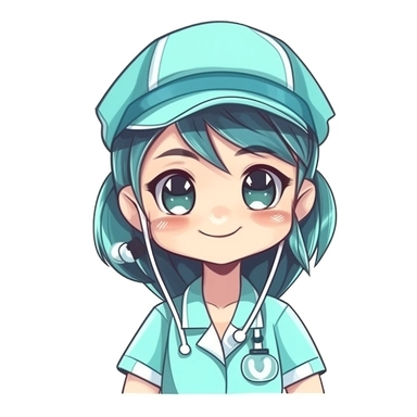 happy cute Health Care Assistant face, cartoon, clipart, mascot, isolated on white background