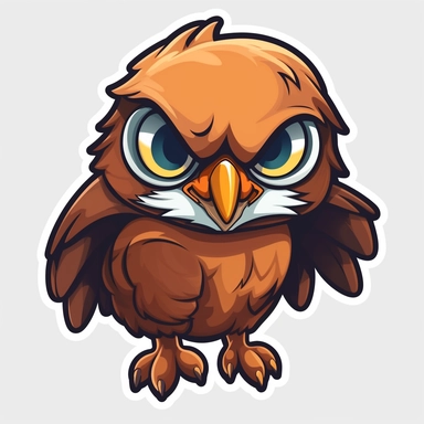 Funny, cute-chibi style clipart sticker of a eagle, rich color, vector illustrator, transparent background,add fun accessories to the animal 8k resolution