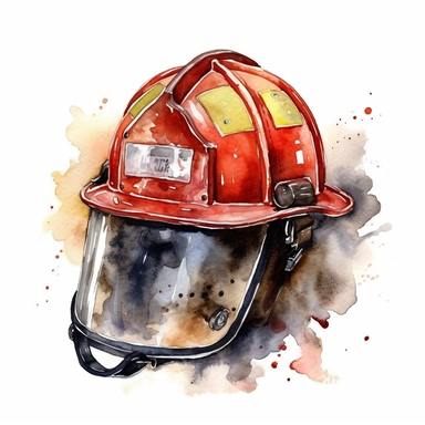 firefighter helmet, watercolor, clipart