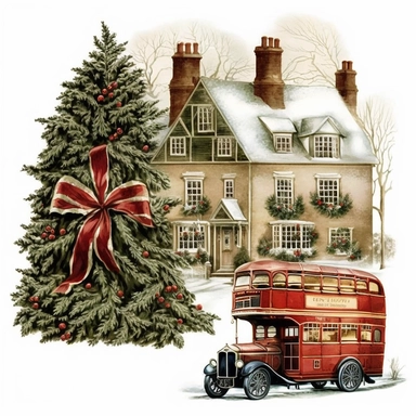 english+christmas, isolated on white, clipart
