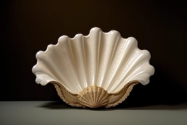 shell bed with pearl decoration, on a black background, like clipart style, mysterious, luxurious, 4k , octane render, unreal engine,