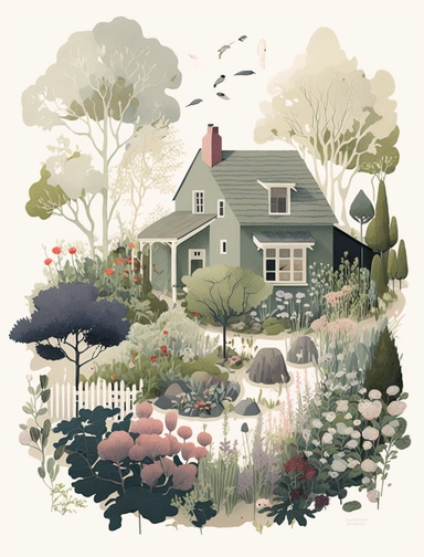 lovely suburban residential vegetable garden with flowers, in the style of Ryo Takemasa, xuan loc xuan, Lisa Audit, Anastasia Suvorova, Jon Klassen, greg tocchini, Depaysement, fantastic realism, tranquil and serene, anemoia, white background, vector, clipart, elaborate, ultra-detailed, best quality illustration, well composed, vibrant colors, high definition, UHD