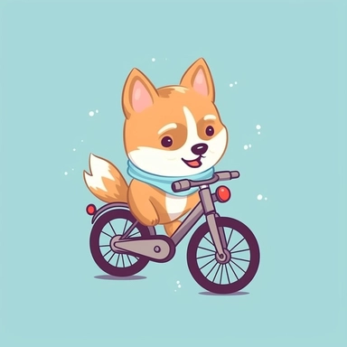bike cartoon clip art dog, in the style of flat shading, minimalistic design, precisionist art, kawaii, realistic, dansaekhwa, eye-catching