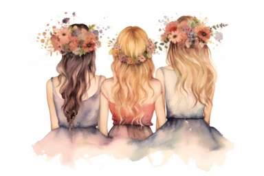 3 sisters watercolor clipart