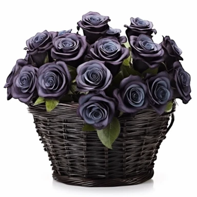 Clipart of black roses in a basket, in the style of uhd image, high detailed, stock photo, colorful realism, ornate still lifes, isolated on flat white background, very detailed, Cartoon,hyper realistic, intricate detail, illustration style,high solution,on the white background