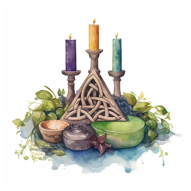 watercolour celtic witch altar clipart no text