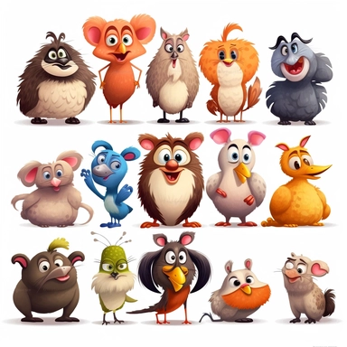 funny animal cartoon clipart bundle, 4k