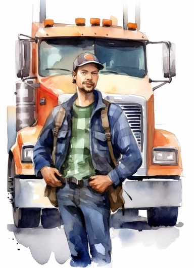 Truck driver Father's Day Clipart Watercolor