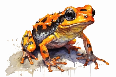 Watercolor, African Tree Toad Amphibian, clipart, hd, on a white background, spaced out