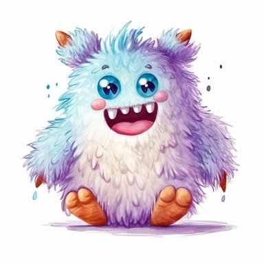 A super-cute monster, knitted painting texture, Perfect for nursery art and children's book illustration style, simple, cute, full color, clipart, watercolor illustration, single object, high definition 8k, white background for removing background
