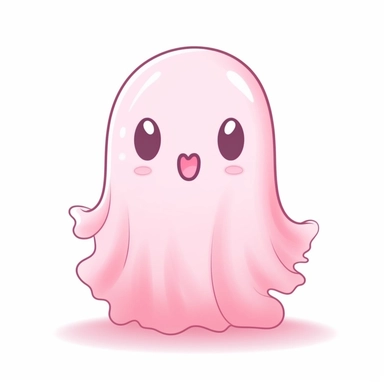 halloween spooky pink ghost cute clipart, in the style of kawaii, background is only white