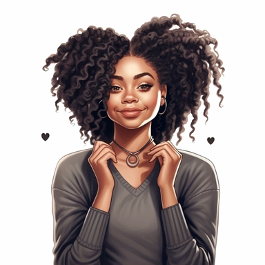 ultra detailed Black Girl Self Love Clipart , solid white background, beautiful , Self-Love and Confidence, super cute, super cool, Goddess Locs , contour, portrait photography by ANIMATION