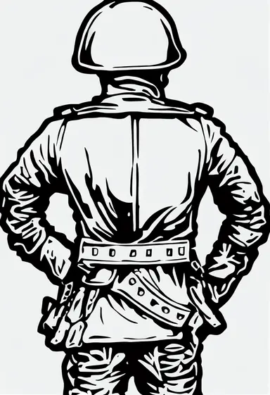 thick lines, 1, 1bit, 1 white steampunk soldier, 1 white sticker art, 1 color by numbers, 1 simple drawing, 1 white coloring page for adults, 1 , white printable outlined artwork, 1 white coloring book page, 1, line art, 1 white backdrop, crisp lines, vector image, svg style, clipart style,