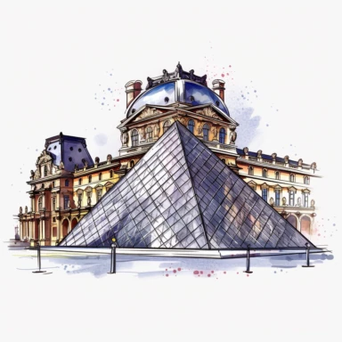 clipart Louvre Museum , college art book, white background
