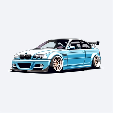 Bmw e46 clipart light blue white background