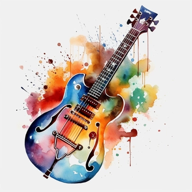 guitar, creative, watercolor, clipart