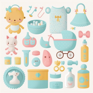 baby stuff clipart, white background