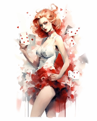 watercolour casino pin up pretty lady hd clipart white background