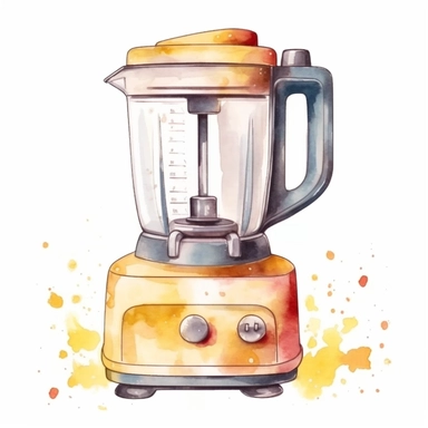 watercolor clipart of a cream-colored blender, pretty and cute, vintage homely vibes, isolated on white background