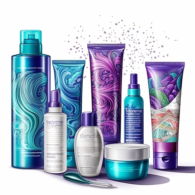 2d illustration, hair care products, high resolution, intricate, detailed, close up, clipart, illustration, hair careclipart bundle, spaced out, shampoo and conditioner and hair masks, styling products, white bacckground, smooth shading,