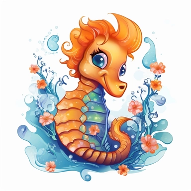 Seahorse ,cute ,cartoon, clipart