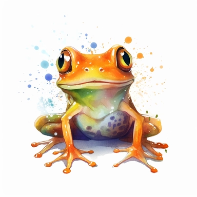watercolour illustration free brushstrokes, beautiful and joyful, frog, mark brooks, naturecore, animal clipart, isolated on a white background,