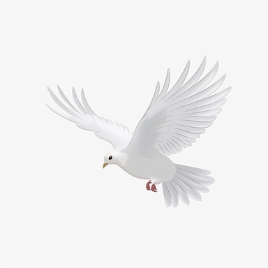 In this iconic peace clipart illustration, a timeless symbol takes center stage against a pristine white background. The image features a universally recognized white dove, soaring gracefully with outstretched wings. Its immaculate feathers symbolize purity and its flight embodies a profound sense of serenity. Set against the simplicity of the white backdrop, the dove's presence radiates with a powerful message of hope and unity. This iconic peace clipart serves as a timeless reminder to strive 