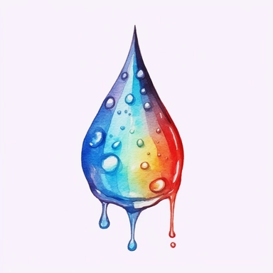 watercolor colorful clipart of a glistening dew drop, hd, on white background