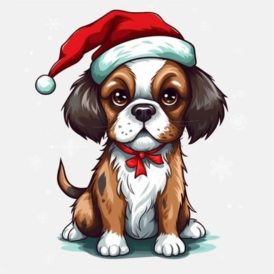 cartoon clipart dog christmas
