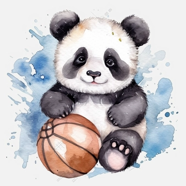 cute panda doing random sports, pandas doing activity, watercolor clipart, transparent background