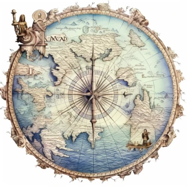 Mystic Cartography: Navigating the Uncharted Realms, isolated on a white background, clipart, highly detailed