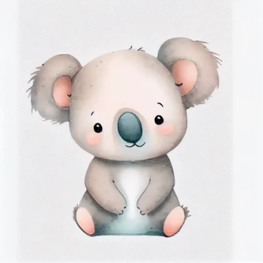 cute cutout of a single watercolor illustration of a kawaii vintage koala on a white solid background, in the style of paddington, soft colors, cutout, cut-outpopular on pinterest, woodland, simple shapes, no lines, no outlines, clipart, trending on artstation, minimalist, watercolor illustration clipart, watercolour clipart, watercolor illlustration for kids and children, book illustration, flat design, white solid background, in the style of