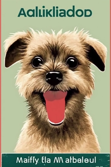 happy little dog eating watermelon, retro poster art, vectorized minimalism clipart cvg