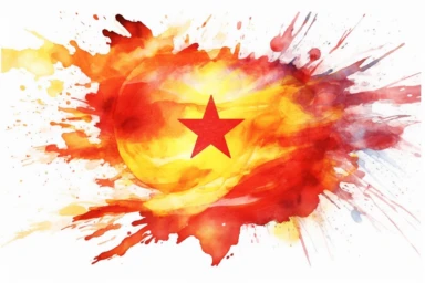 Watercolor, North Macedonia Country Flag, clipart, hd, on a white background, spaced out