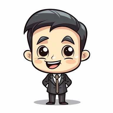 happy cute Marketing Director face, cartoon, clipart, mascot, isolated on white background