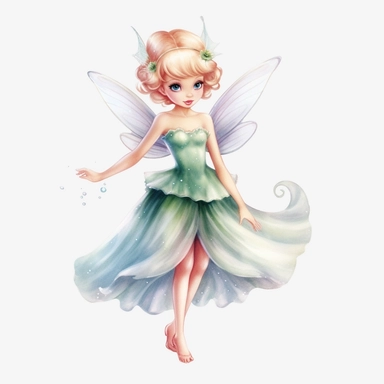 disney style little fairy priness clipart, watercolor clipart, png file, hyper realistic, transparent background,high detail, 8k