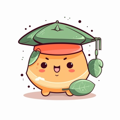 Graduation Cantaloupe kawaii cute vector clipart white background with margins lovely