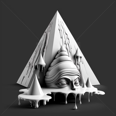 Egyptian pyramid, monochrome clipart, solid white, black background, hip hop, Urban, dripping, PNG design
