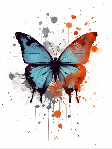 one butterfly colorful on a white background, in the style of florian nicolle, realistic clipart, serge marshennikov, orange, fantastical creatures, sky-blue and maroon, conceptual painting, no watermark, text,,professional lighting,cinematic lighting, long shadows, saturated contrast, hyperdetailed,32k,v--5.0