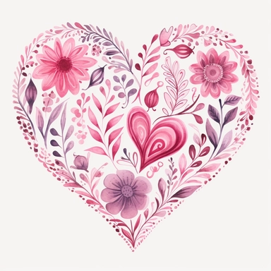 Heart Clip Art Boho Pink Heart Love Clipart Hand Painted
