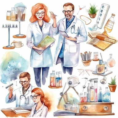 watercolor doctor related scenes  Products for dentists to screen, diagnose & treat patients, illustrations clipart set, simple, , cartoon elements ,different variants , nurse, doctor, ,separate elements with a margin