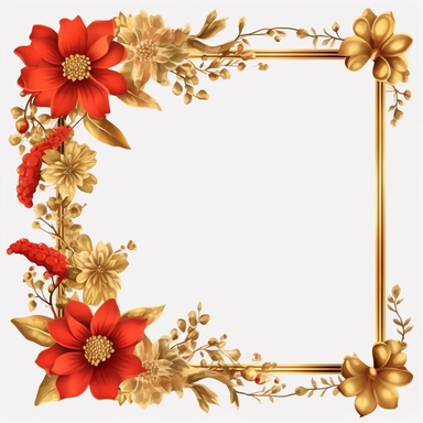 Gold clip art frame PNG clipart gold rectangle with flowers as decoration