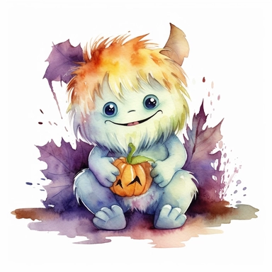 cute Halloween Monster , for Kids, Aquarell,funny, White Background, Clipart