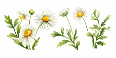 Daisy flower watercolor clipart. Chamomile illustration isolated on white. Perfect for wedding invitation, home decor, scrapbooking, sticker, packaging, greeting cards, textilestransparent background wallpaper,
