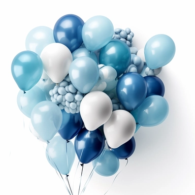 clipart bundle of different shades of blue balloons, white background