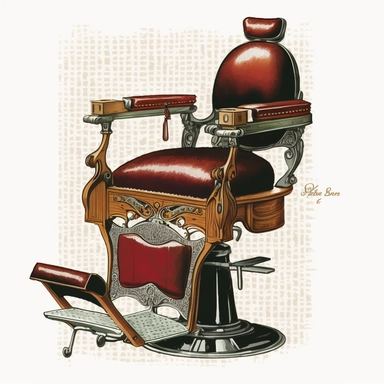 Barber Shop Chair Illustration, 1920s Illustration, Vintage, Antique, Ephemera, Clipart, 8k, Isolated on white