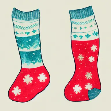 christmas socks, gradient background, in watercolor clipart style