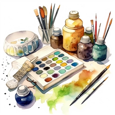 watercolour crafter, Crafting materials, neutral Watercolor Clipart - <@1098423716465102849> (62%) (fast)